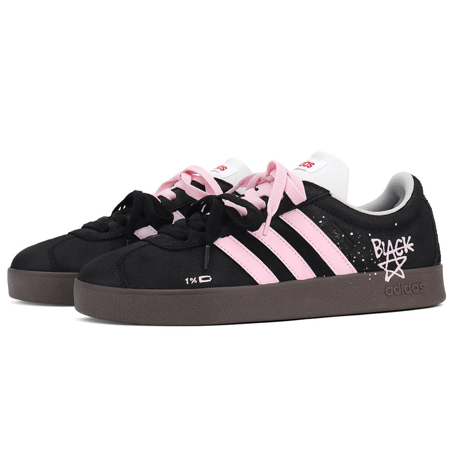Adidas Adidas Vl Court Classic Synthetic Leather Low top German Army Trainers Unisex Black Pink