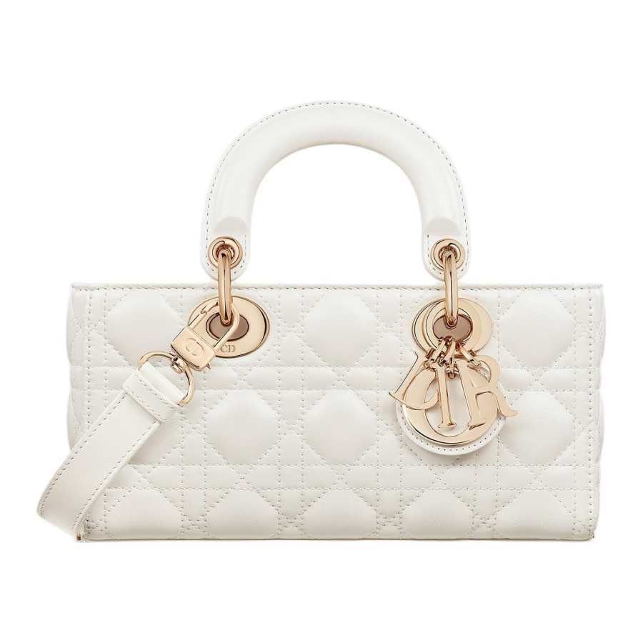 DIOR Lady D Joy Sheepskin Handbag Small Women's Milk White