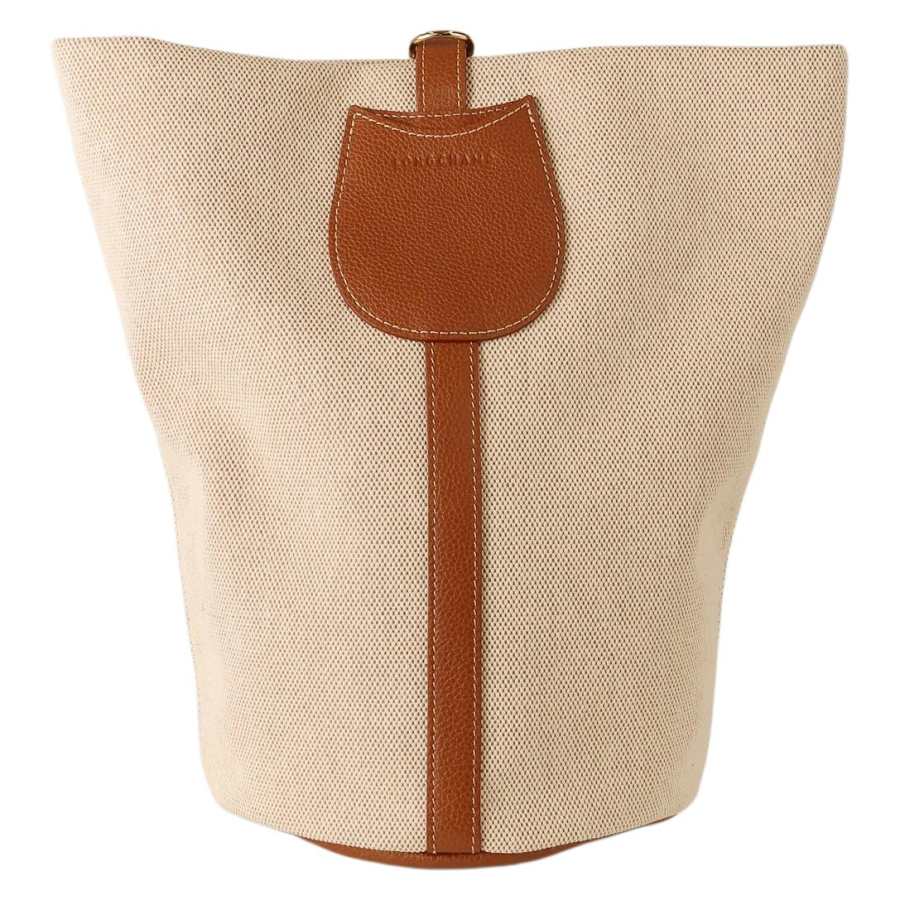 LONGCHAMP Le Foulonné Spot Cotton Canvas Bucket Bag, Shoulder Bag Women's Caramel