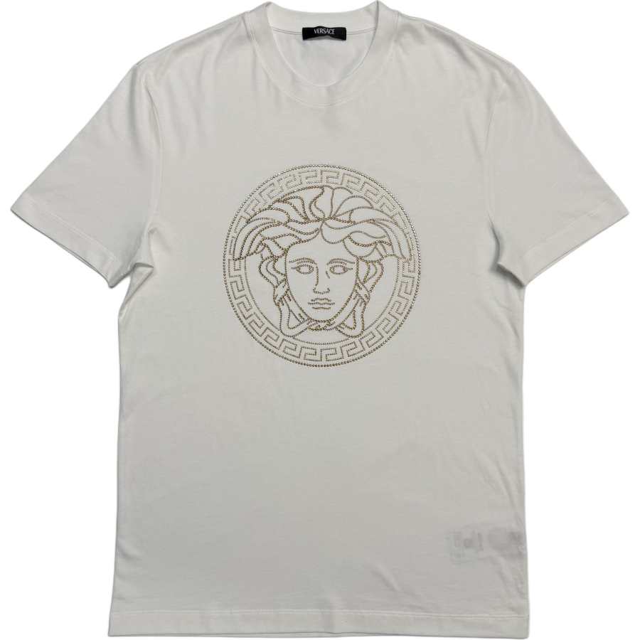 VERSACE T Shirts Men's White Crew Neck Moderate Straight Fit