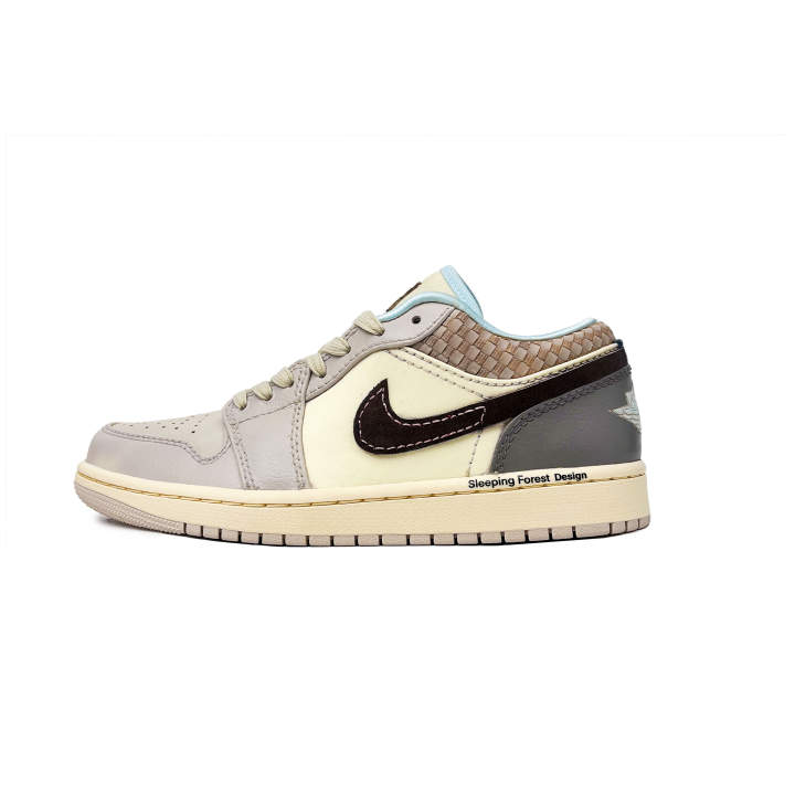 Jordan Jordan Air Jordan 1 Spring's First Weaving, Slumbering Forest Slip Resistant Abrasion Resistant Low top