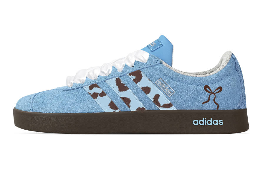 Adidas Custom Adidas VL COURT 2.0 Milk Blue Leopard Low top German Army Trainers Unisex Blue