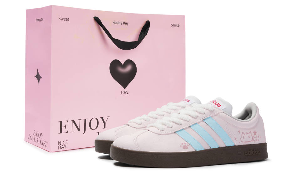 Adidas Adidas VL COURT 2.0 Abrasion Resistant Low top Skateboard Shoes Unisex Pink