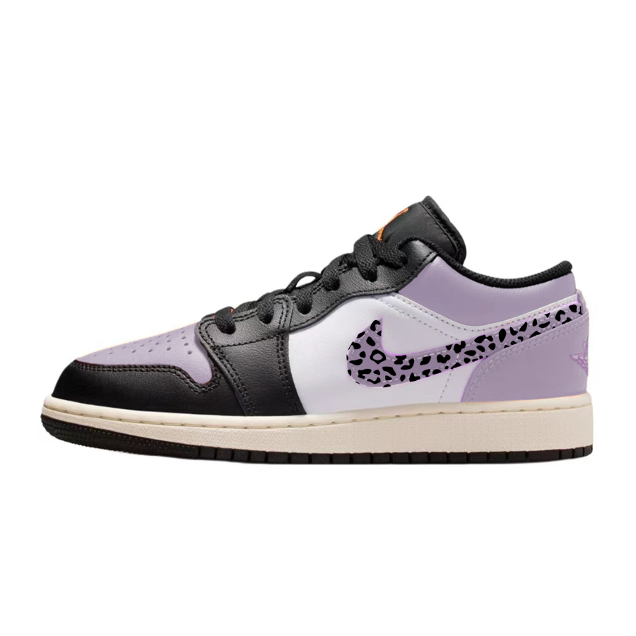 Jordan Jordan Air Jordan 1 Slip Resistant Lightweight Cushioning Low top Children's Basketball Shoes Purple Teenagers