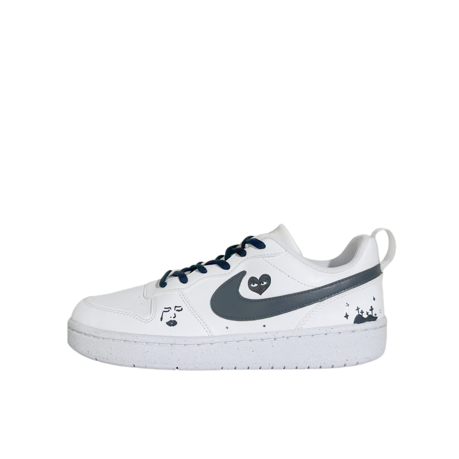 Nike Nike Court Borough Quirky Fun Graffiti Slip Resistant Abrasion Resistant Low top Skateboard Shoes Unisex Black