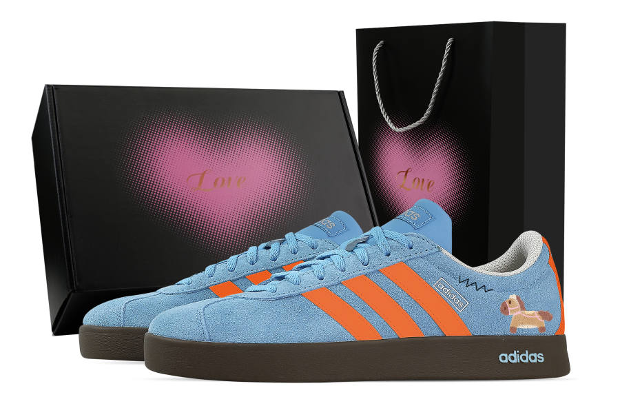 Adidas Custom Adidas VL COURT 2.0 Rocking Pony, Heart Box Low top German Army Trainers Unisex Blue Orange