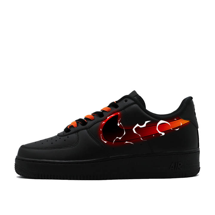 Nike Nike Air Force 1 Burn Mark Abrasion Resistant Slip Resistant Low top Skateboard Shoes Unisex Black Orange