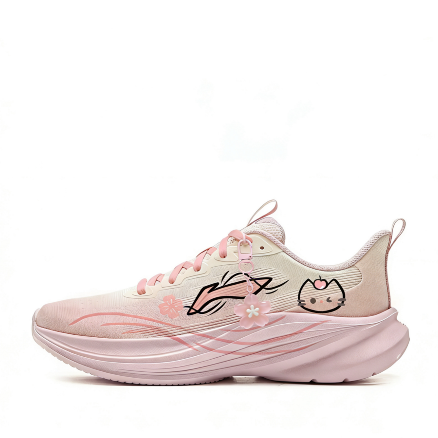 Li-Ning Li Ning Light Breeze Rebound Height Increasing Breathable Low top Casual Running Shoes Women's Pink