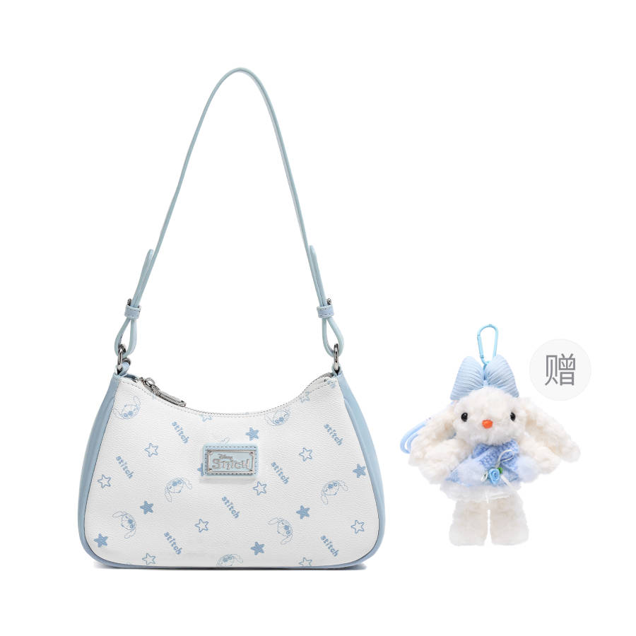 Disney Stitch PVC Shoulder Bag Regular Women's Light Blue/Brown