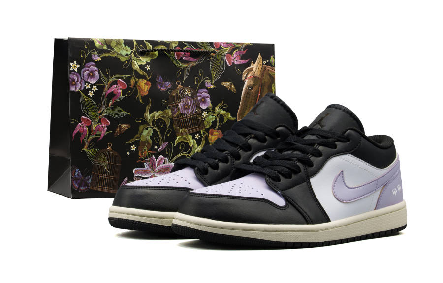 Jordan Jordan Air Jordan 1 Cushioning Abrasion Resistant Children's Basketball Shoes Taro Purple Teenagers