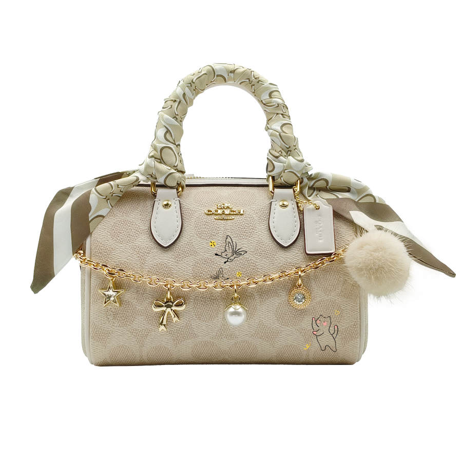 COACH COACH Rowan Artificial Leather Handbag Small Women's Vanilla White