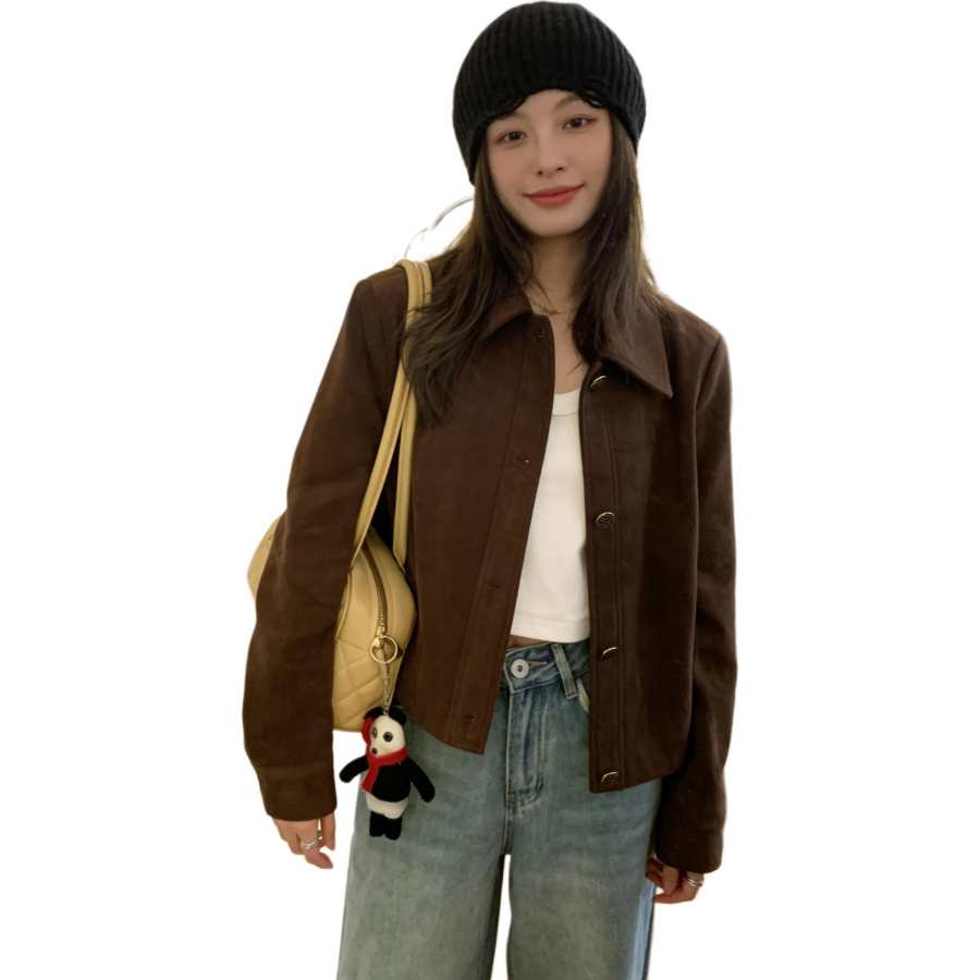 Cotton Gene Jackets Women's Coffee Lapel Moderate Soft Shell