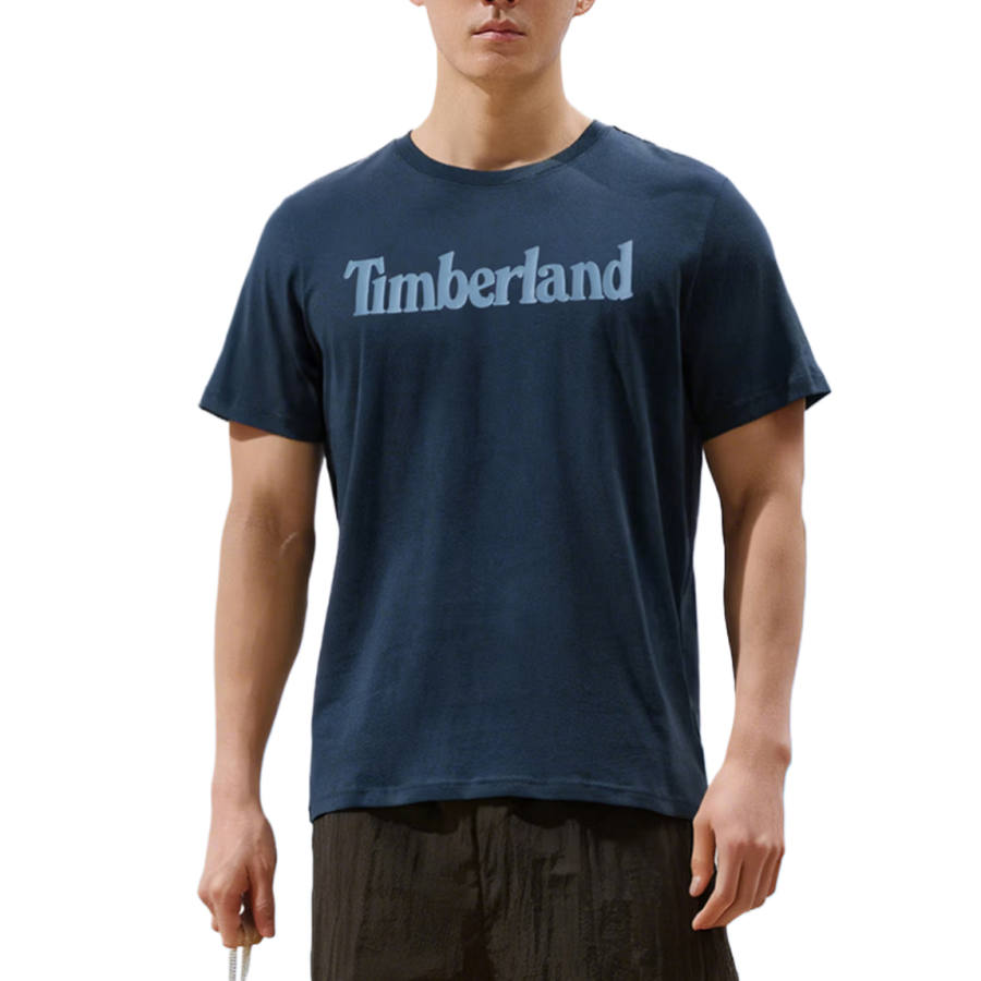Timberland T Shirts Men's Dark Blue Gemstone Crew Neck Moderate