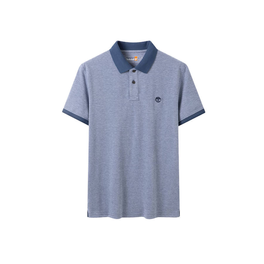 Timberland Polo Shirts Men's Sea Blue Polo Collar Moderate Straight Fit