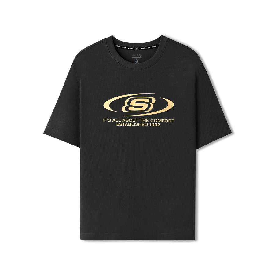 Skechers T Shirts Unisex Carbon Black/0018 Crew Neck Moderate