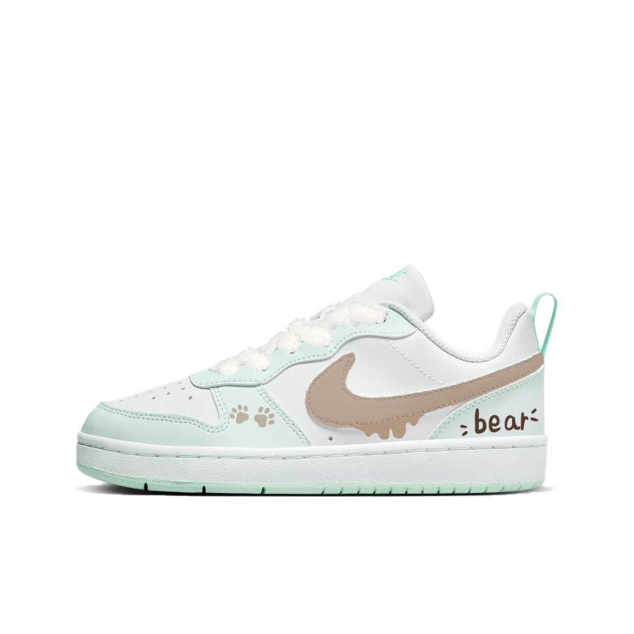 Nike Nike Court Borough Cushioning Abrasion Resistant Low top Kids' Skateboarding Shoes Mint Brown Teenagers