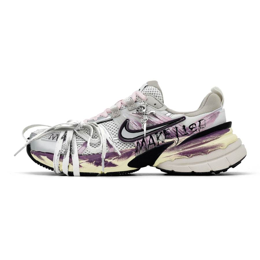 Nike Nike V2K Run Cushioning Height Increasing Slip Resistant Low top Casual City Commuting Running Shoes Unisex Silver Gray