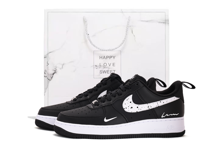 Nike Nike Air Force 1 Coverage Breathable Slip Resistant Low top Skateboard Shoes Unisex White Black