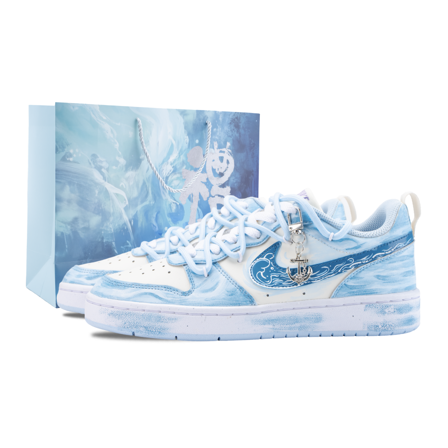 Nike Nike Court Borough Cloud Sail Across The Vast Sea Abrasion Resistant Slip Resistant Low top Skateboard Shoes White Blue