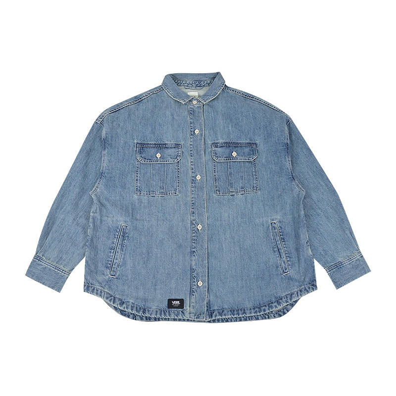 Vans Denim Jackets Women's Blue Lapel Moderate Straight Fit