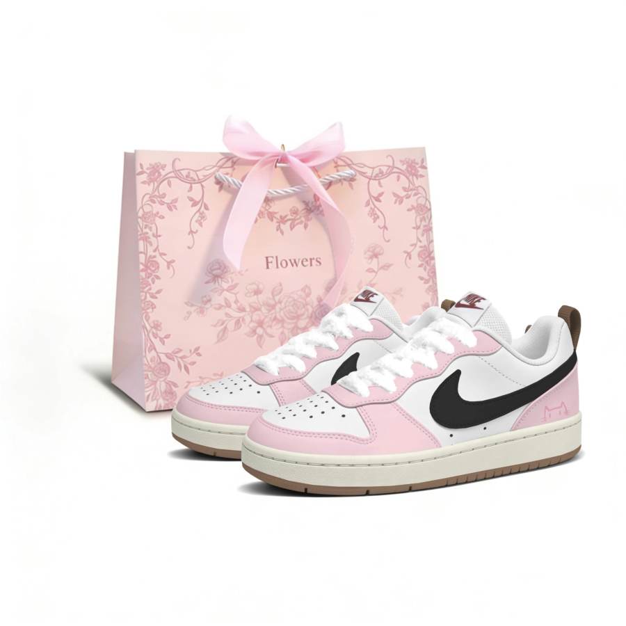 Nike Nike Court Borough Pink Fluffy Cat Language, Shopping Bag Abrasion Resistant Low top Skateboard Shoes Women's