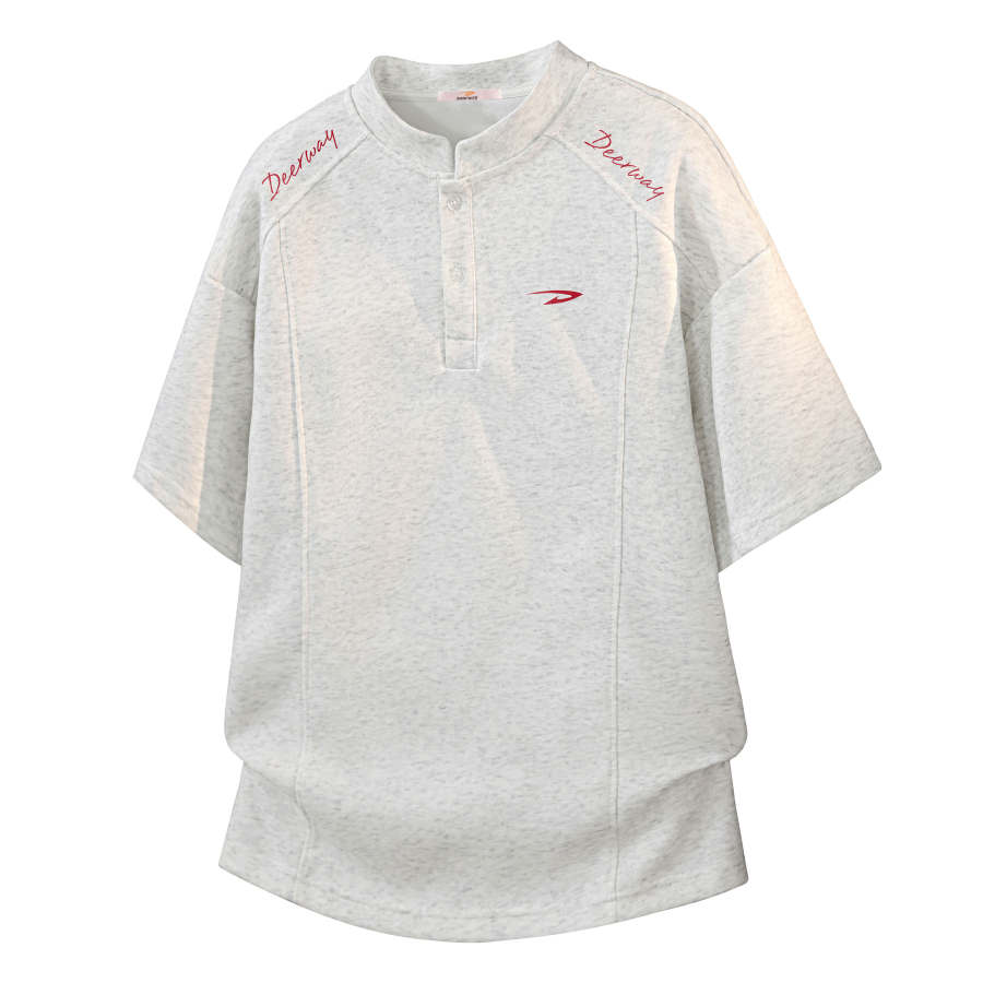DEERWAY T Shirts Unisex Henry Collar Moderate Straight Fit