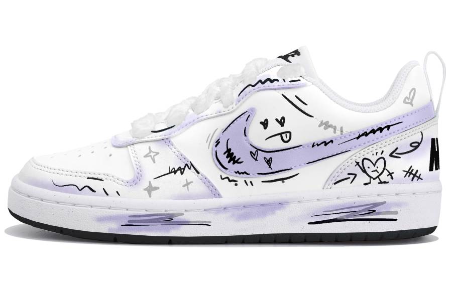 Nike Nike Court Borough 2 Low top Skateboard Shoes White Purple Teenagers