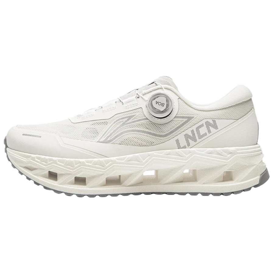 Li-Ning Li Ning Textile, TPU Cushioning Breathable Reflective Rebound Low top LI NING ARC Running Shoes Men's Champagne White