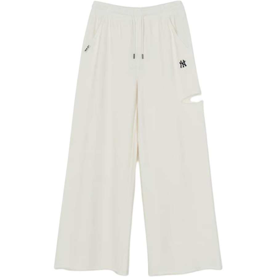 MLB Casual Pants Women's New York Yankees/Ivory PTB06 Moderate Wide Leg Pants