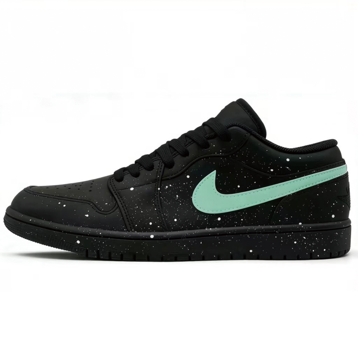 Jordan Jordan Air Jordan 1 Ink Splatter Tiffany, Black Warrior Synthetic Leather Cushioning Abrasion Resistant Low top