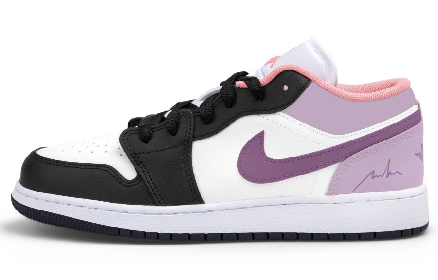 Jordan Jordan Air Jordan 1 Low top Children's Basketball Shoes White Purple Unisex