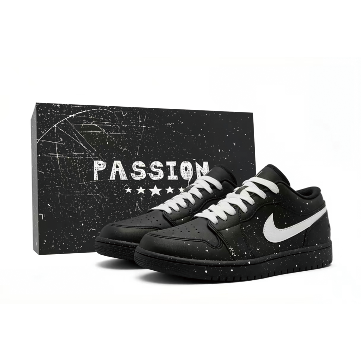 Jordan Jordan Air Jordan 1 Ink Splatter, Black Warrior Synthetic Leather Cushioning Abrasion Resistant Low top