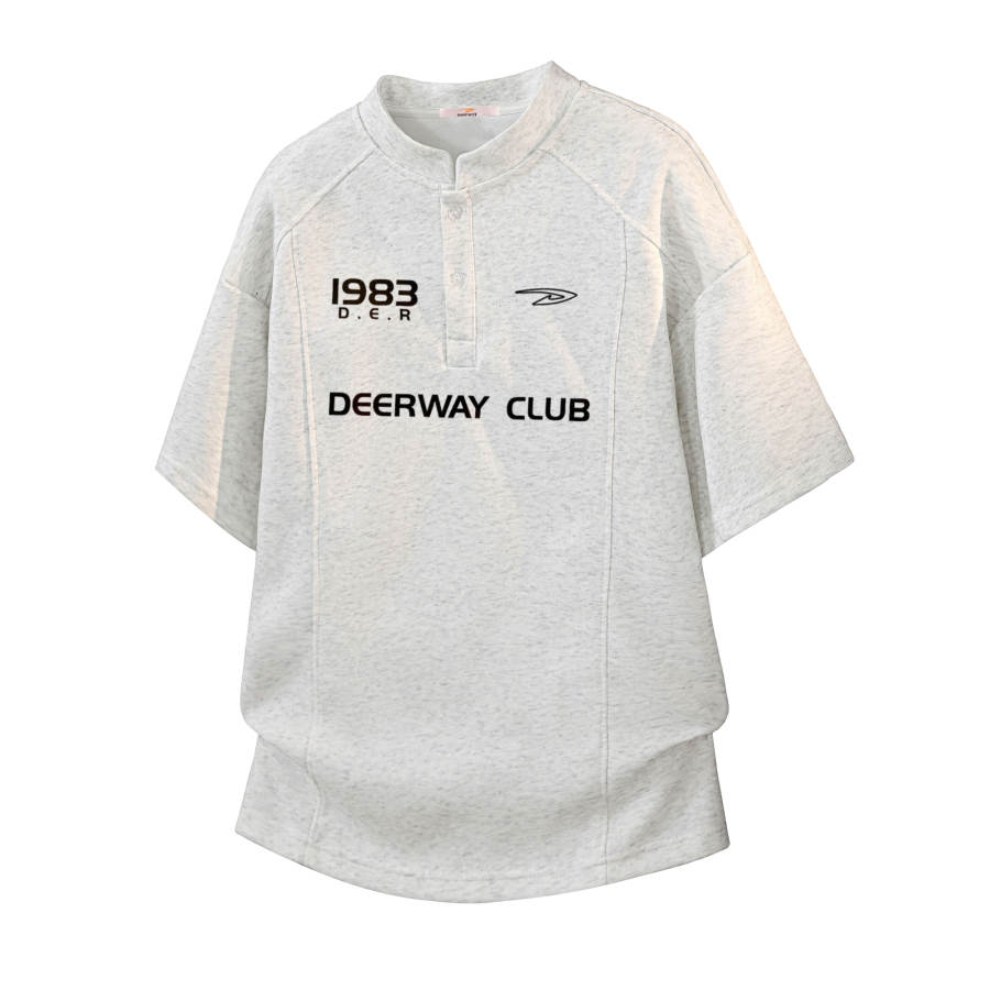 DEERWAY T Shirts Unisex Henry Collar Moderate Straight Fit