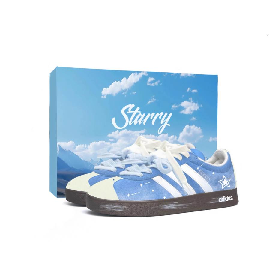 Adidas Adidas VL COURT 2.0 WAO Height Increasing Abrasion Resistant Slip Resistant Low top Skateboard Shoes Unisex Blue White