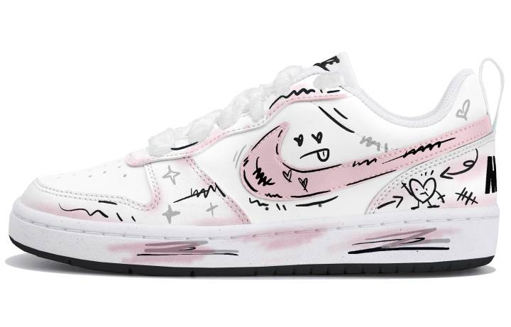 Nike Nike Court Borough 2 Low top Skateboard Shoes White Pink Teenagers