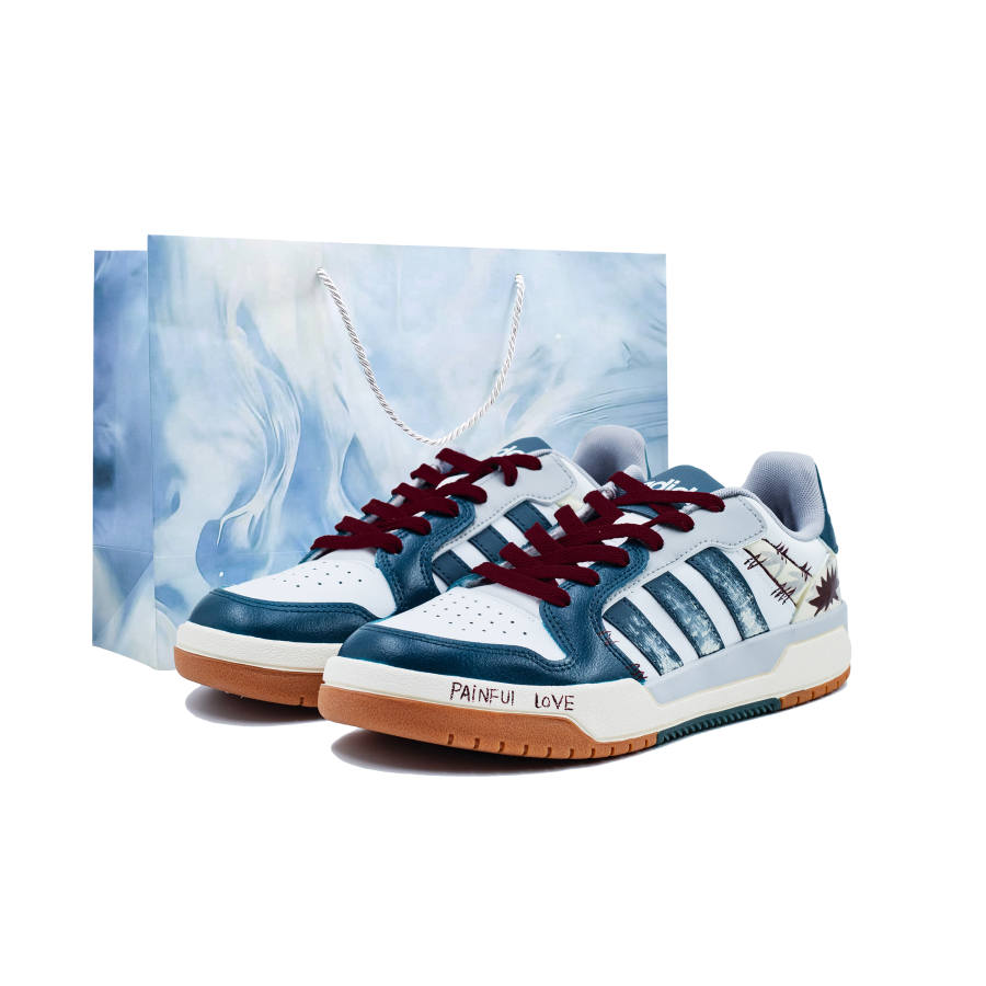 Adidas Adidas ENTRAP Quirky Handmade, Blue Floral Star Abrasion Resistant Slip Resistant Low top Skateboard Shoes Unisex
