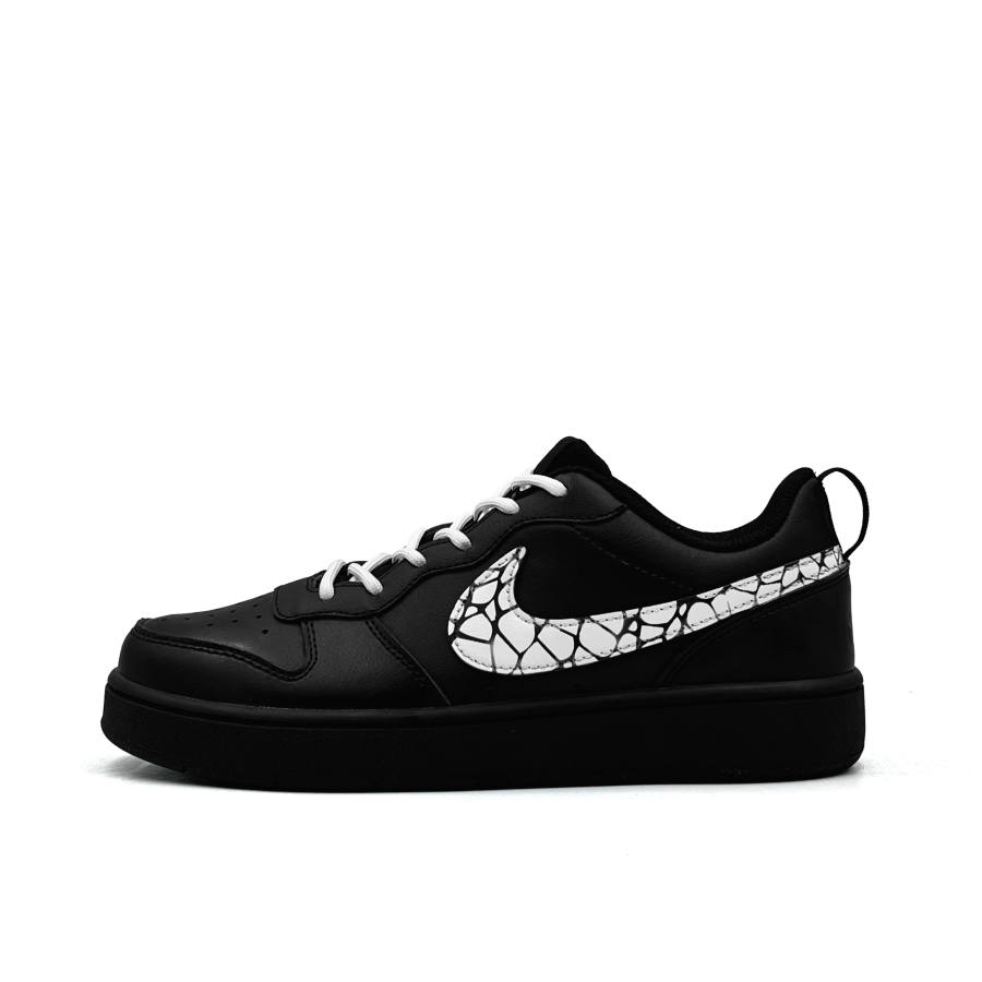Nike Nike Court Borough White Rock Leather Slip Resistant Low top Kids' Skateboarding Shoes Black White Teenagers