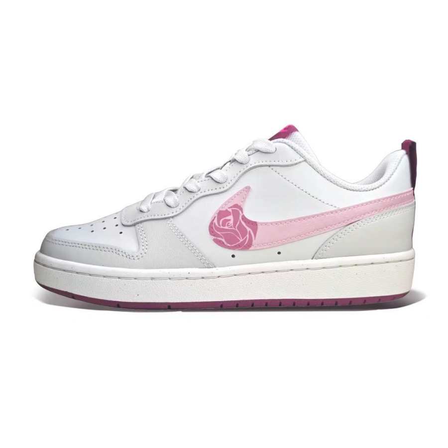 Nike Nike Court Borough Synthetic Leather Slip Resistant Low top Skateboard Shoes Women's White Pink