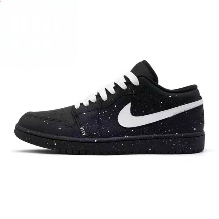 Jordan Jordan Air Jordan 1 Ink Splatter, Black Warrior Synthetic Leather Cushioning Abrasion Resistant Low top