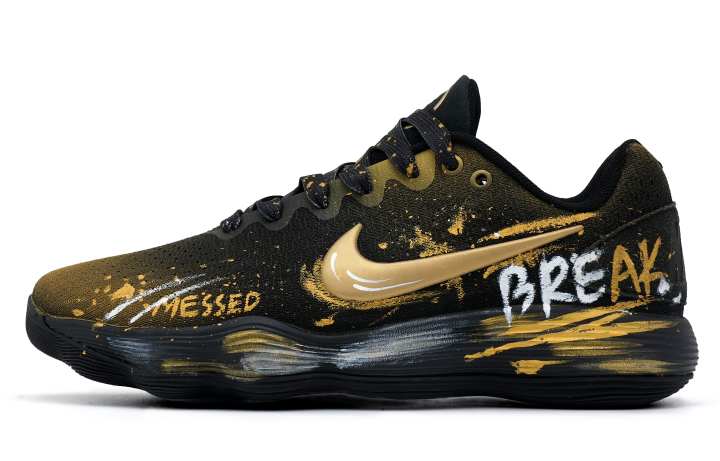 Nike Nike Hyperdunk 2017 Gilded Ages Cushioning Abrasion Resistant Slip Resistant Low top Basketball Shoes Men's Black Gold