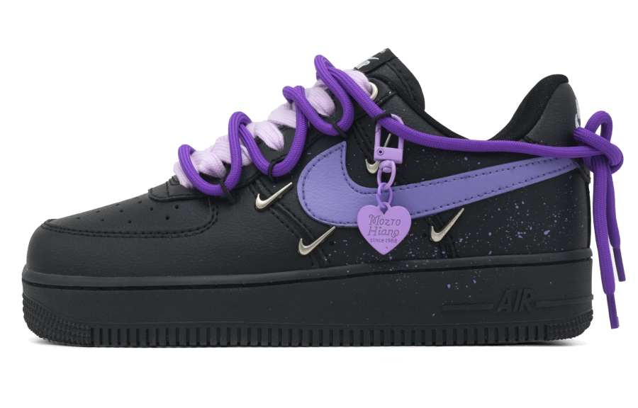 Nike Nike Air Force 1 Rosemary Cushioning Lightweight Slip Resistant Low top Skateboard Shoes Women's Black Purple