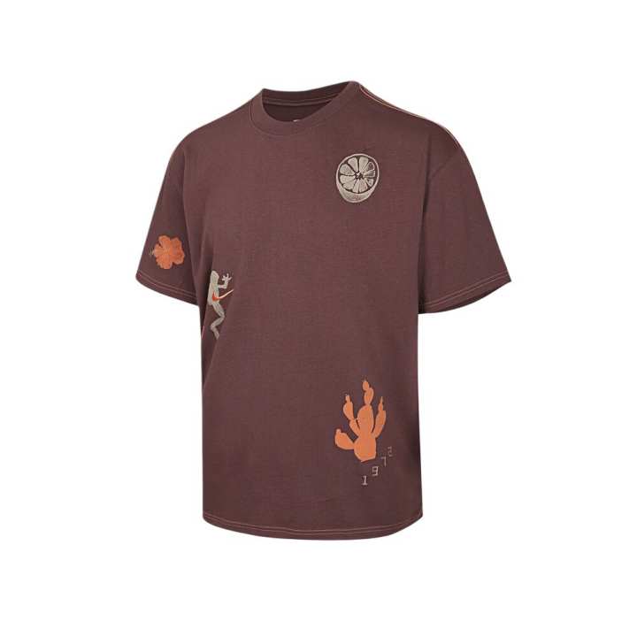 Nike Nike T Shirts Men's Brick Red Crew Neck Moderate