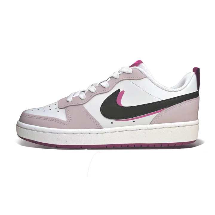 Nike Nike Court Borough Synthetic Leather Slip Resistant Low top Skateboard Shoes Women's White Purple