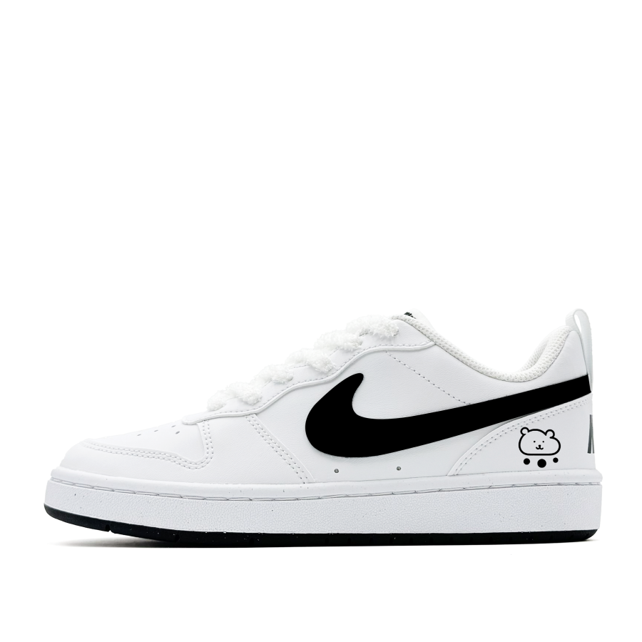 Nike Nike Court Borough Bear Snuggling Synthetic Leather Abrasion Resistant Low top Kids' Skateboarding Shoes