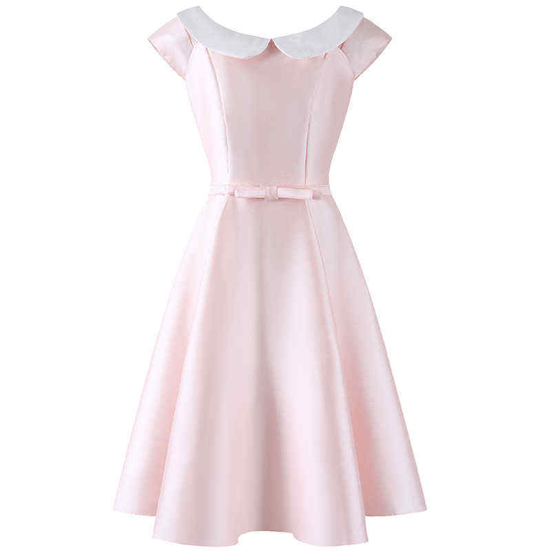 JBBCN Sleeveless Dresses Women's Pink Peter Pan Collar Thin Mid Length