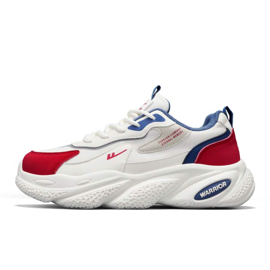 WARRIOR Chunky Sneakers Men's Low Top Beige Red Blue/White Dark Blue Gray/White Green Khaki