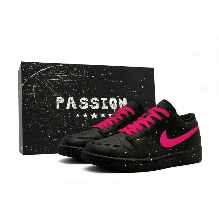 Jordan Jordan Air Jordan 1 Fuchsia, Ink Splatter, Black Warrior Synthetic Leather Cushioning Abrasion Resistant Low top