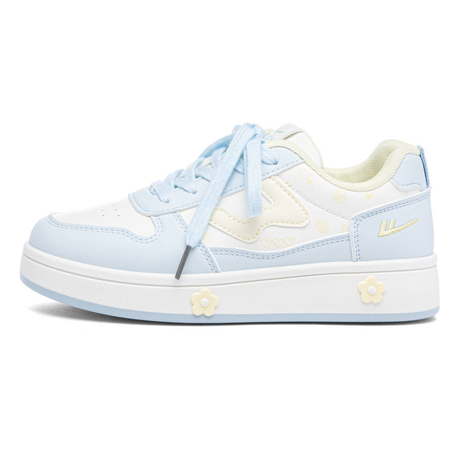Warrior Slip Resistant Cushioning Abrasion Resistant Skateboard Shoes Women's Beige Blue Yellow