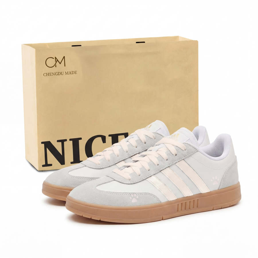 Adidas Adidas Gradas White Tea Meow Slip Resistant Low top Skateboard Shoes Unisex Gray