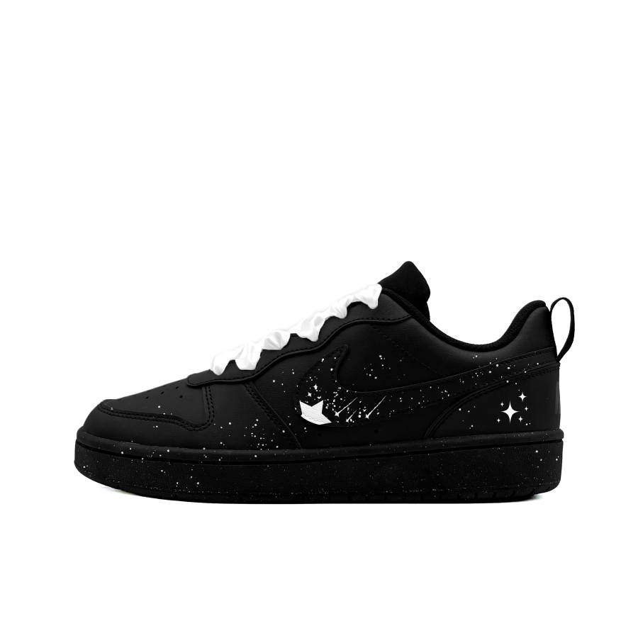 Nike Nike Court Borough Stars In The Sky Synthetic Leather Abrasion Resistant Slip Resistant Low top Skateboard Shoes Black